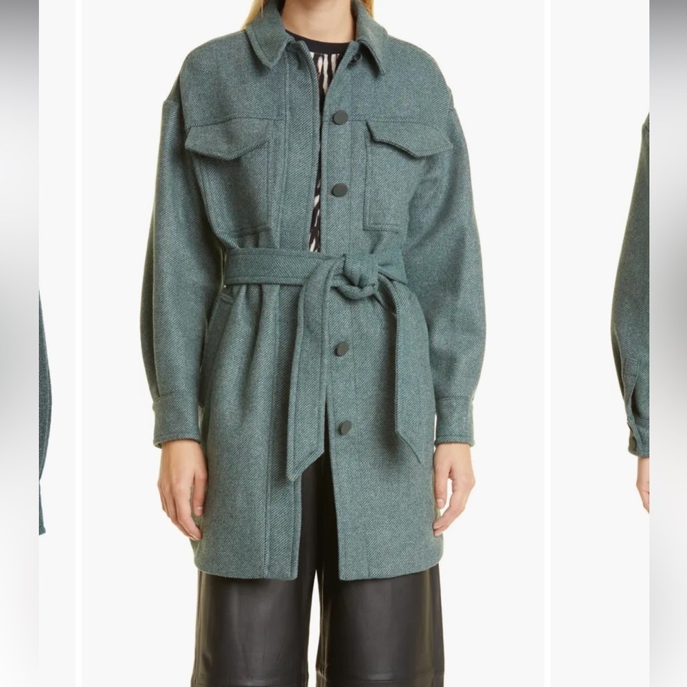 Ted Baker Emerii Oversize Belted Wool Blend Shirt Jacket NWT